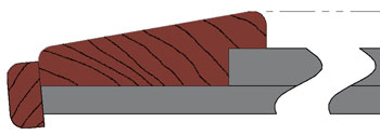 End grain cross section of bar top moldings.