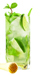 Mojito cocktail, a crowd favorite popular in bars & nightclubs, with mint sprigs, lime wedges & wooden muddler.